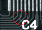 Visible light: visible light illuminates both the PCB features as well as foreign matter, so they are difficult to distinguish